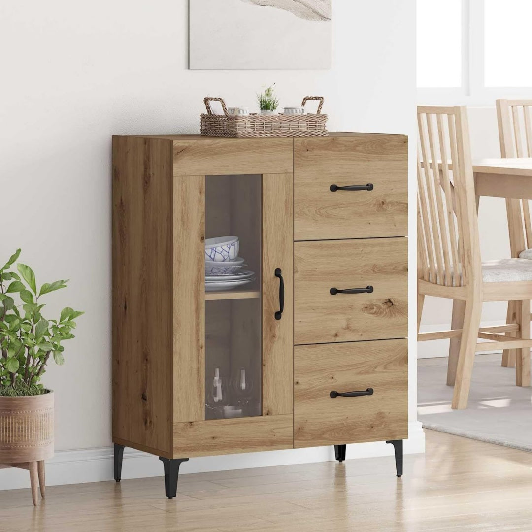 Matte Oberflaechen und geschlossenen Stauraum bestimmen das Sideboard