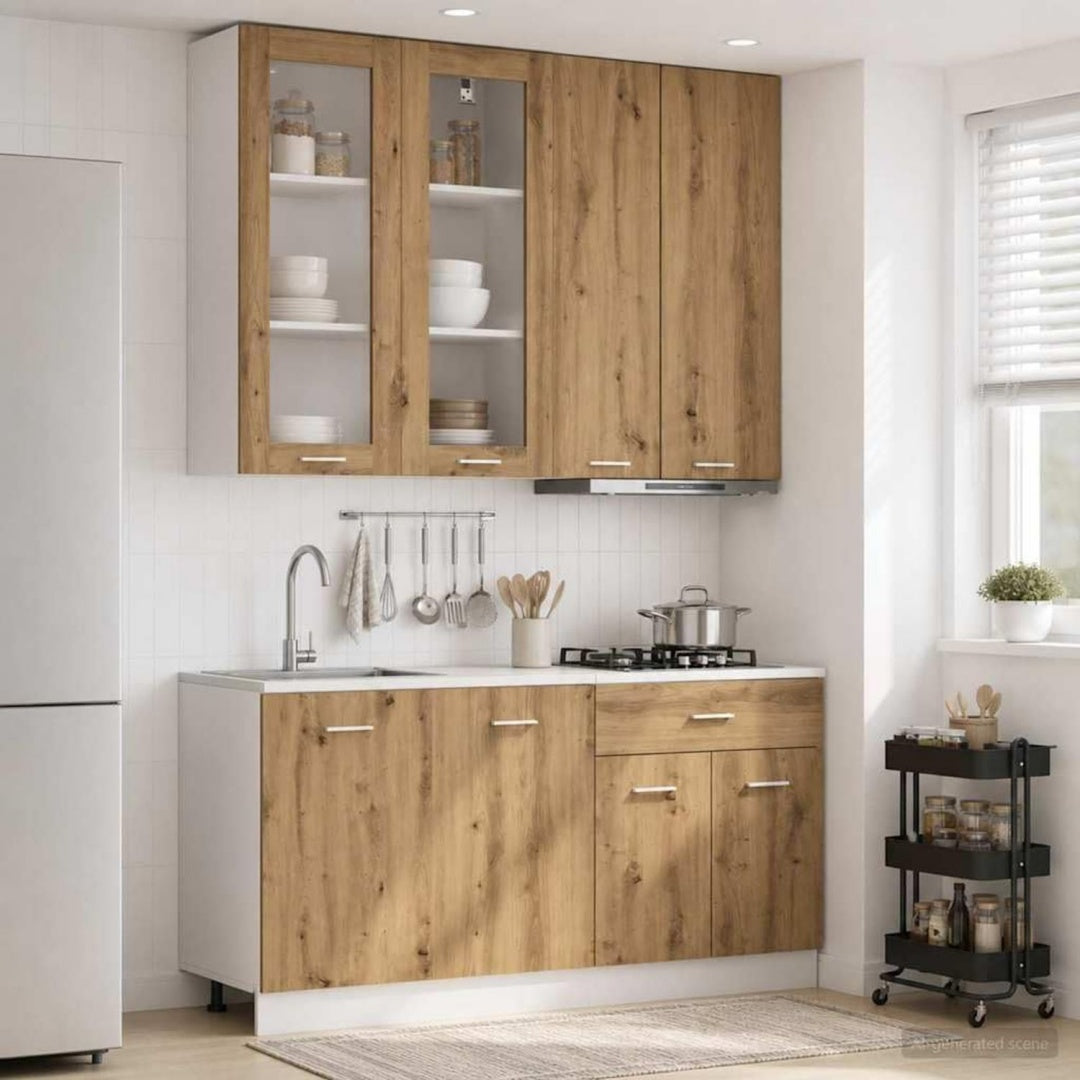 Vitrine mit Hoehenverstellung und Schubladen