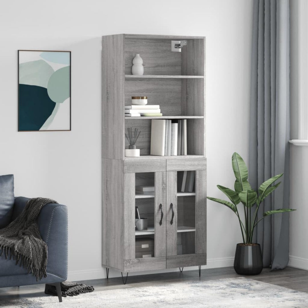 Hochschrank aus Holzwerkstoff mit geschlossenem Stauraum