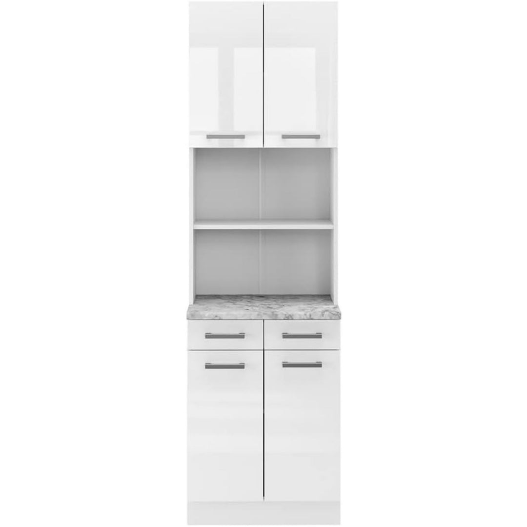 Sideboard verbindet glaenzende Oberflaechen und beschichtete Flaechen