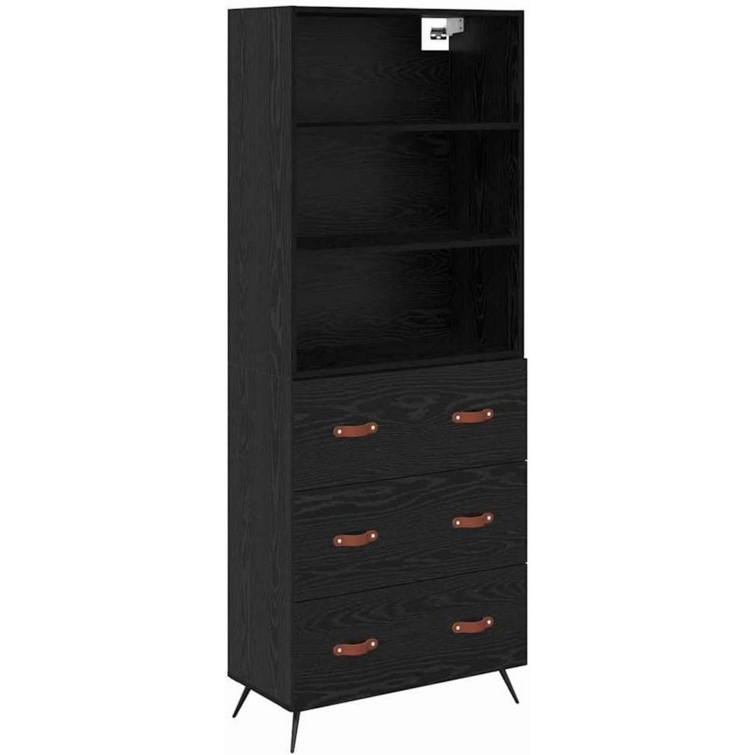 Hochschrank verbindet eine Wandmontage und Holzoptik