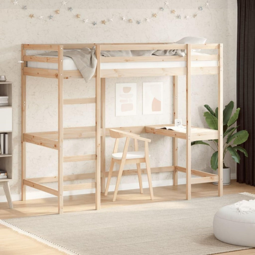 Etagenbett aus Holzwerkstoff in Naturbraun