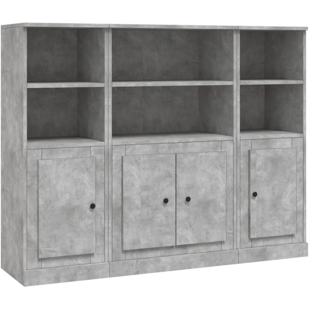 3 Exemplare von dem Hochschrank im Set in Betongrau