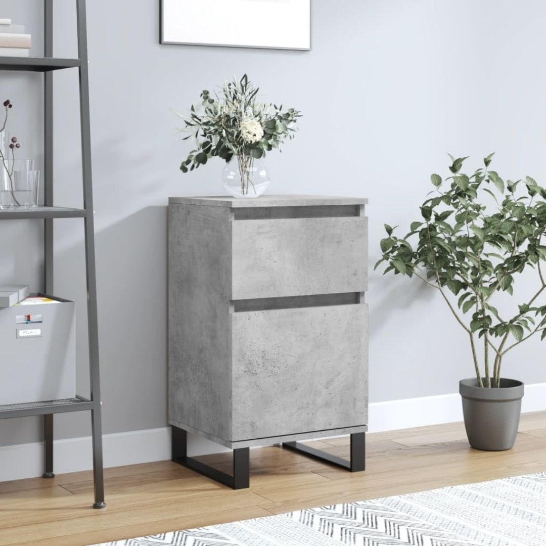 Das Sideboard misst 40 x 35 x 70 cm in Betongrau