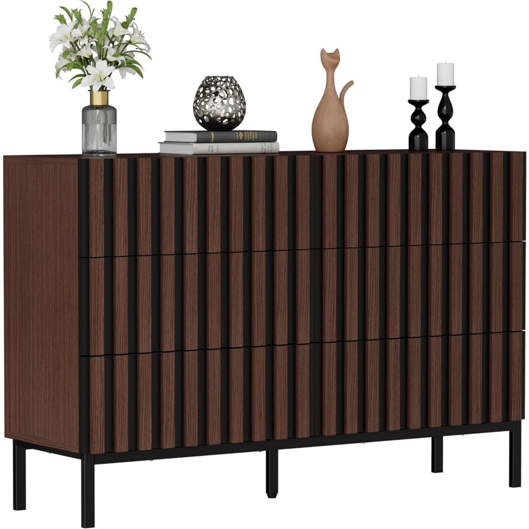 Sideboard in Schwarz und Braun mit Schubladen