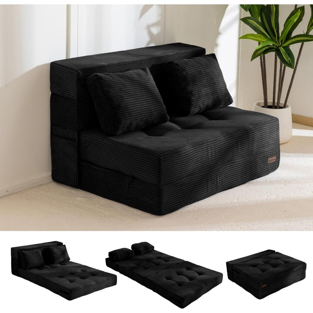 Sofa aus Cord mit einer klappbaren Konstruktion